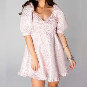 Buddy Love Poppy Puff Sleeve Mini Dress Pink